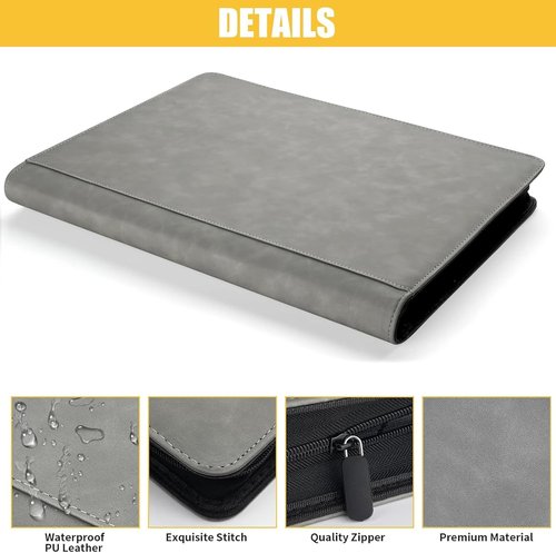 GERMUN Trading Card Binder - 16 Pocket Premium Card Holder for 1000+ Cards | Marble Grey Double-Sided Album