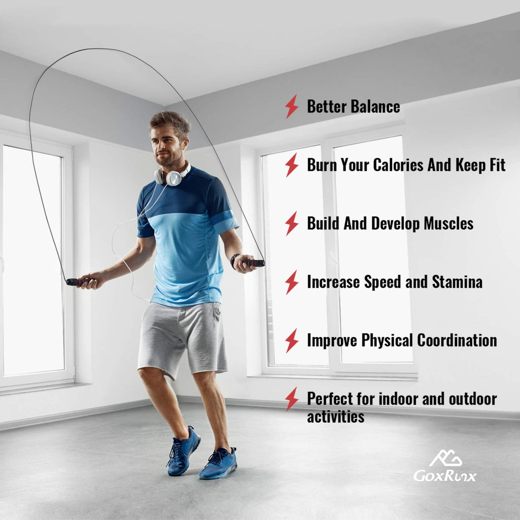 GoxRunx 2 Pack Jump Rope Skipping Rope for Workout, Jumping Rope for Fitness (Red Blue)