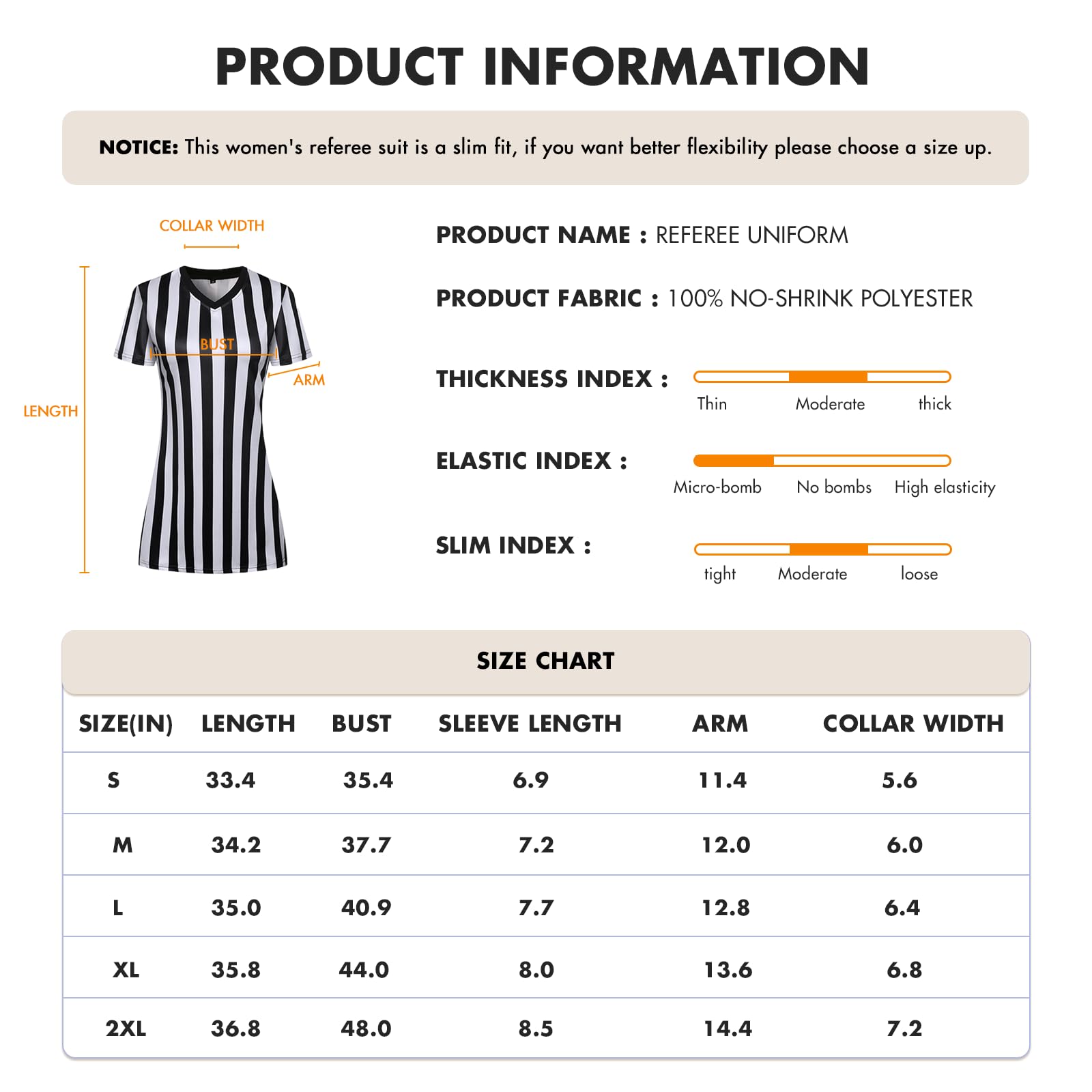 redgino Women's Referee Shirt Dress Official Black and White Stripe Ref Umpire Jersey for Basketball Football Hockey Halloween Costume & Waitresses V-Neck M