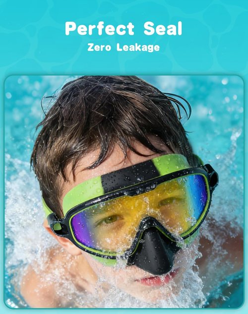 Aegend Kids Swim Goggles - Anti-Fog UV Protection with Nose Cover | Comfortable Fit for Ages 3-14