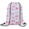 jejeloiu Blue Bow Drawstring Backpack 13x15.7inch,Cute Bowknot Waterproof Gym Drawstring Bags Kawaii cherry Fruit Sports