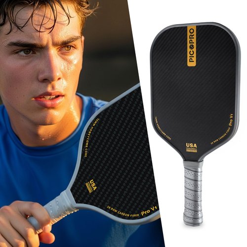 PicoPro Raw Carbon Fiber Pickleball Paddle Professional Pickle Ball Racket Superior Spin Control 16mm Lightweight