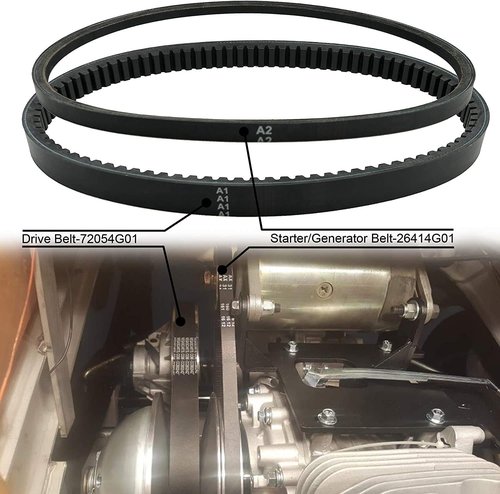 ROYKAW EZGO TXT Gas Drive Belt & Starter Belts Kit for EZGO 4 Cycle Gas Golf Cart TXT Cushman Express Marathon Medalist ST Vehicles Terrain 1994-2013, OEM # 72054G01, 72024G01, 72025G01, 26414G01