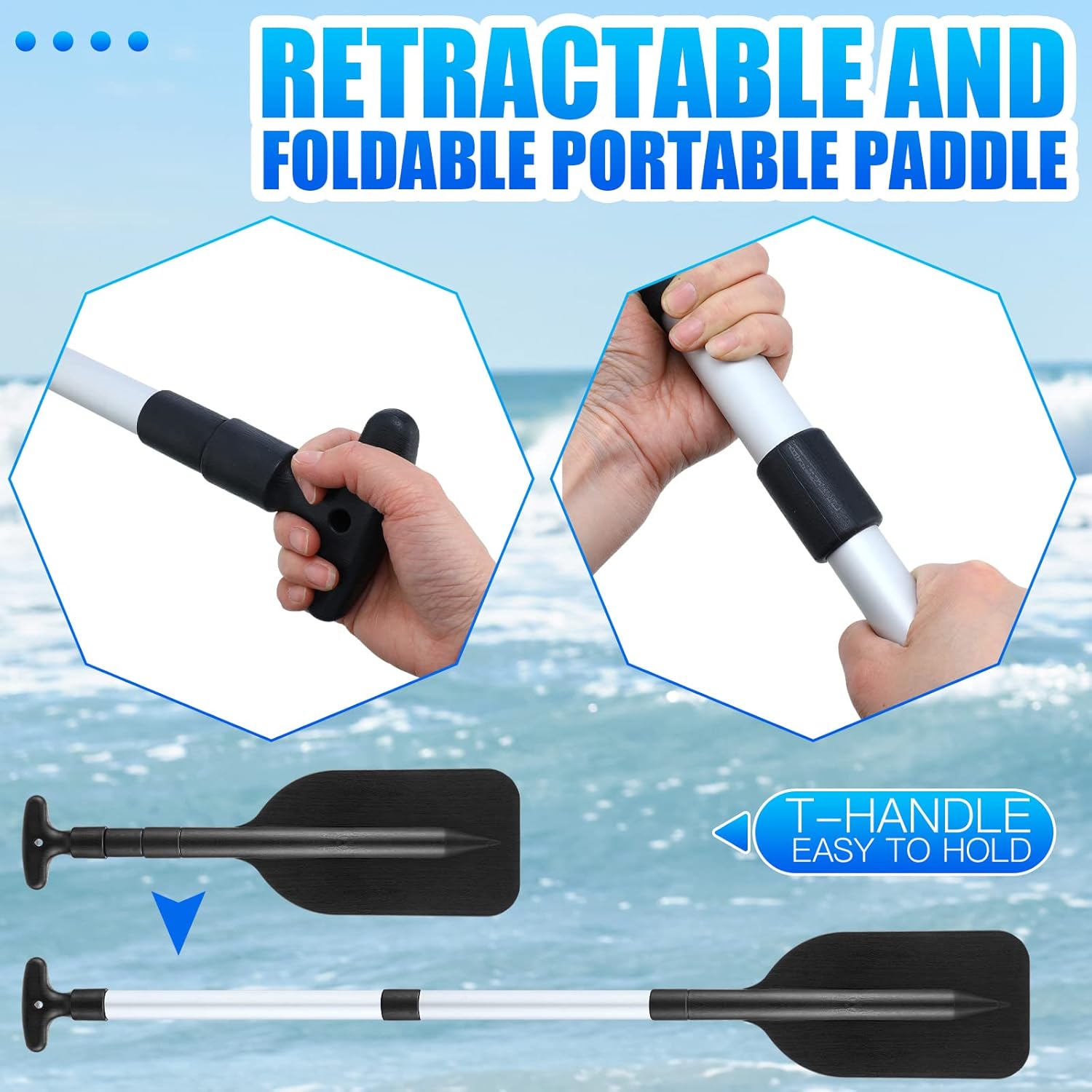 Trader Telescoping Canoe Paddles - Adjustable Aluminum Oars 21.3-41.7 in for Kayaks & Dinghies