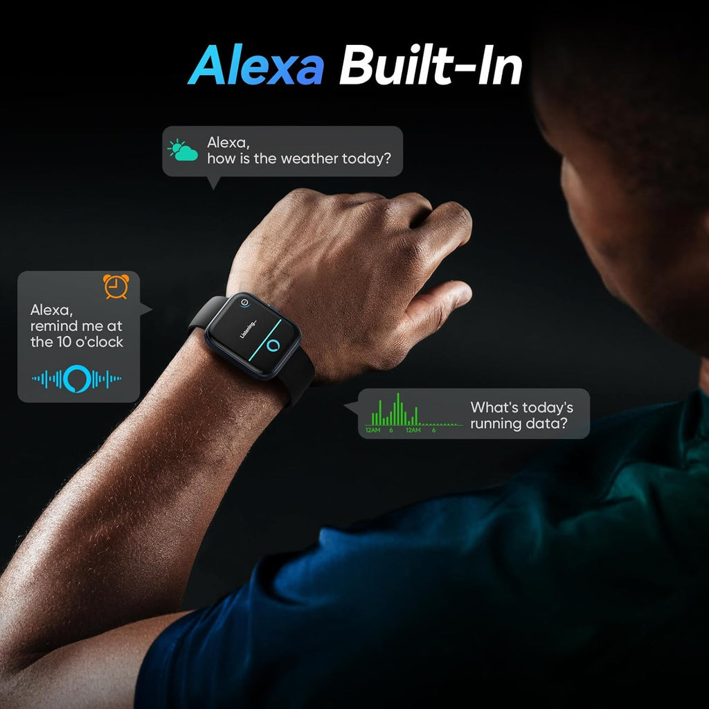 Smart Watch for Men by [Brand Name] - 1.8” Alexa Built-In Fitness Tracker | IP68 Waterproof, Bluetooth Calls, Heart Rate Monitor - Black