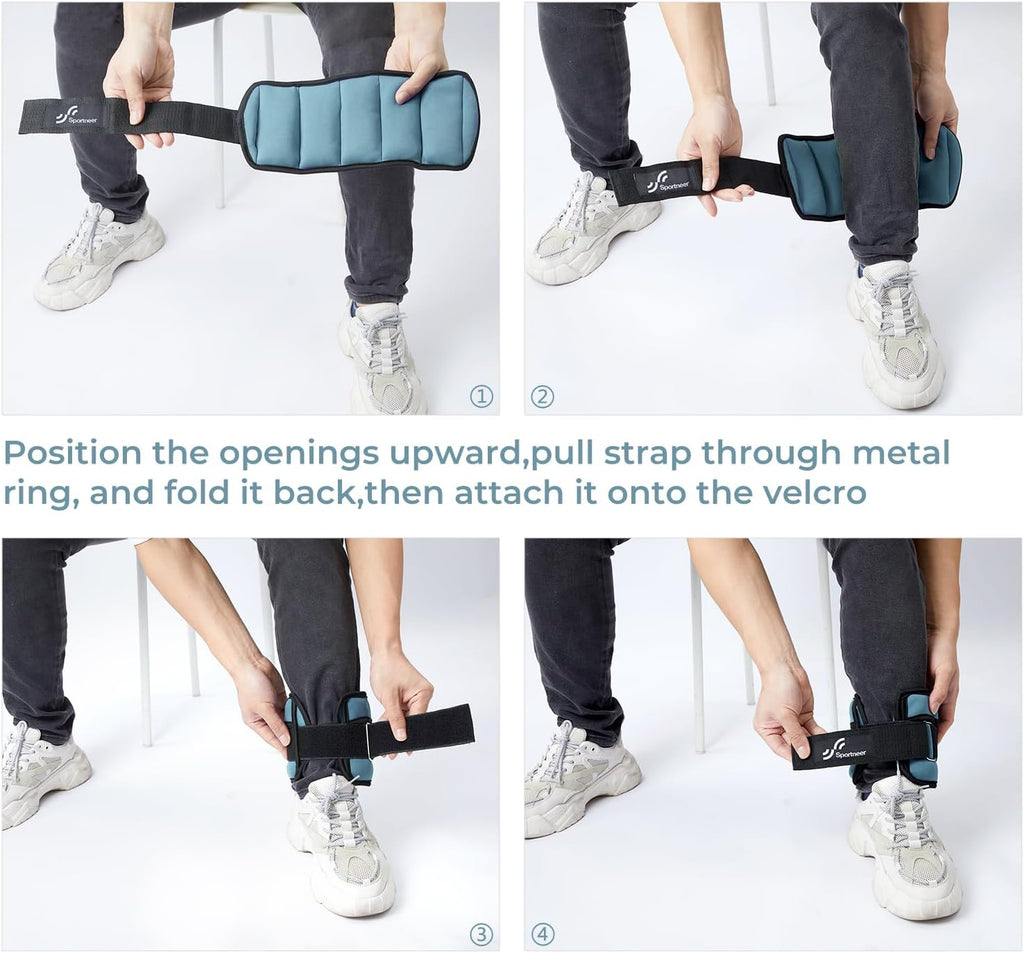 Sportneer Adjustable Ankle Weights - 7 lbs/Pair with Secure Straps for Strength Training & Yoga