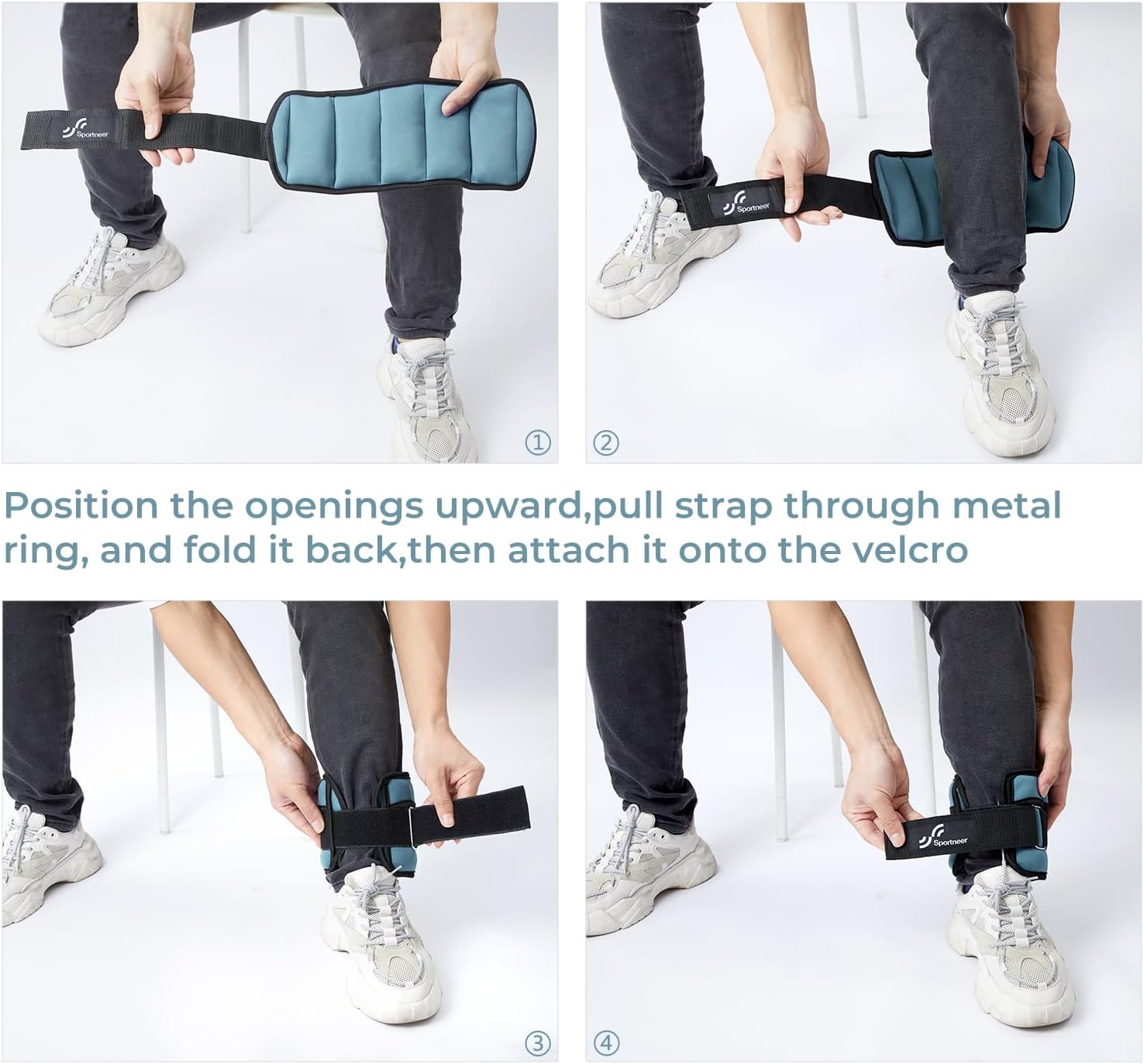 Sportneer Adjustable Ankle Weights - 7 lbs/Pair with Secure Straps for Strength Training & Yoga