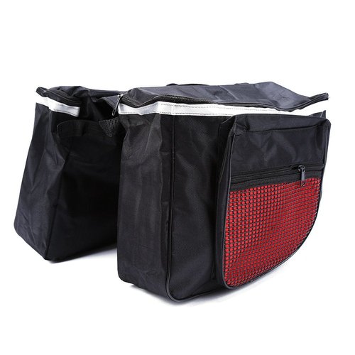 Keenso Double Rear Bag, Large Capacity Side Bags for Outdoor Riding, Camping, 25L, Black and Red