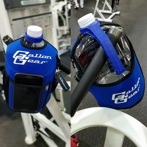 Gallon Gear 1 Gallon Fitness Hydration Cover | Neoprene Insulated Cooling & Portable Gym Water Bottle Carrier | CASE with Storage Pockets (Thin RED LINE)