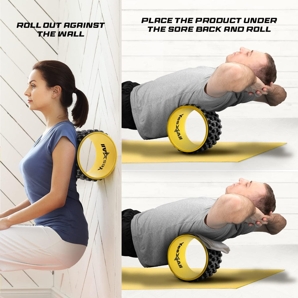 Yes4All Yoga Wheel Roller, 500 LB Capacity Back Cracker Roller, Yoga Wheel for Back Ease & Spinal Support, Target Pressure Points for Comfort HIPS & Neck, Available in 6”/10”/12” Sizes