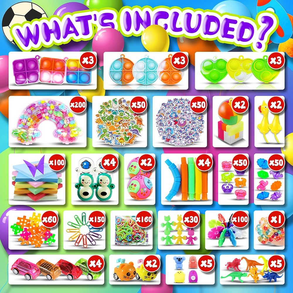 Skiennix 1000pcs Fidget Toys Pack - Perfect Party Favors & Goodie Bags for Kids | Birthday & Carnival Prizes