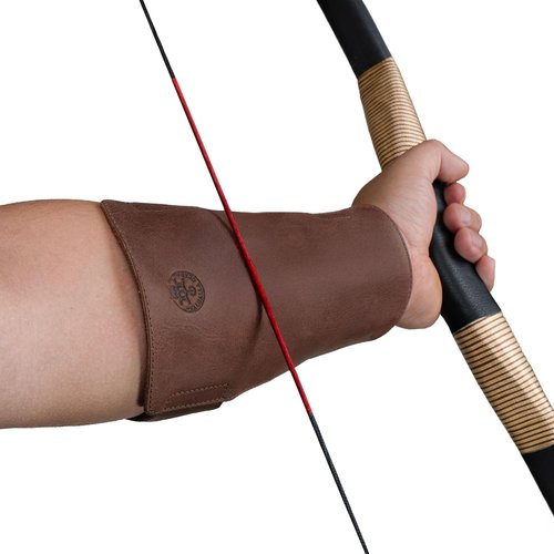 Archery Arm Guard - Adjustable Forearm Protector for Shooting Practice | Handmade Bourbon Brown Leather