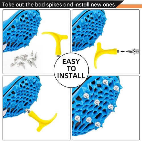 3/8 Inch Track Spikes,200 Pcs Stainless Steel Pyramid Shoe Spikes with Spike Wrench for Track and Cross Country,Replacement Spike for Sprint Sports Short Running Shoes