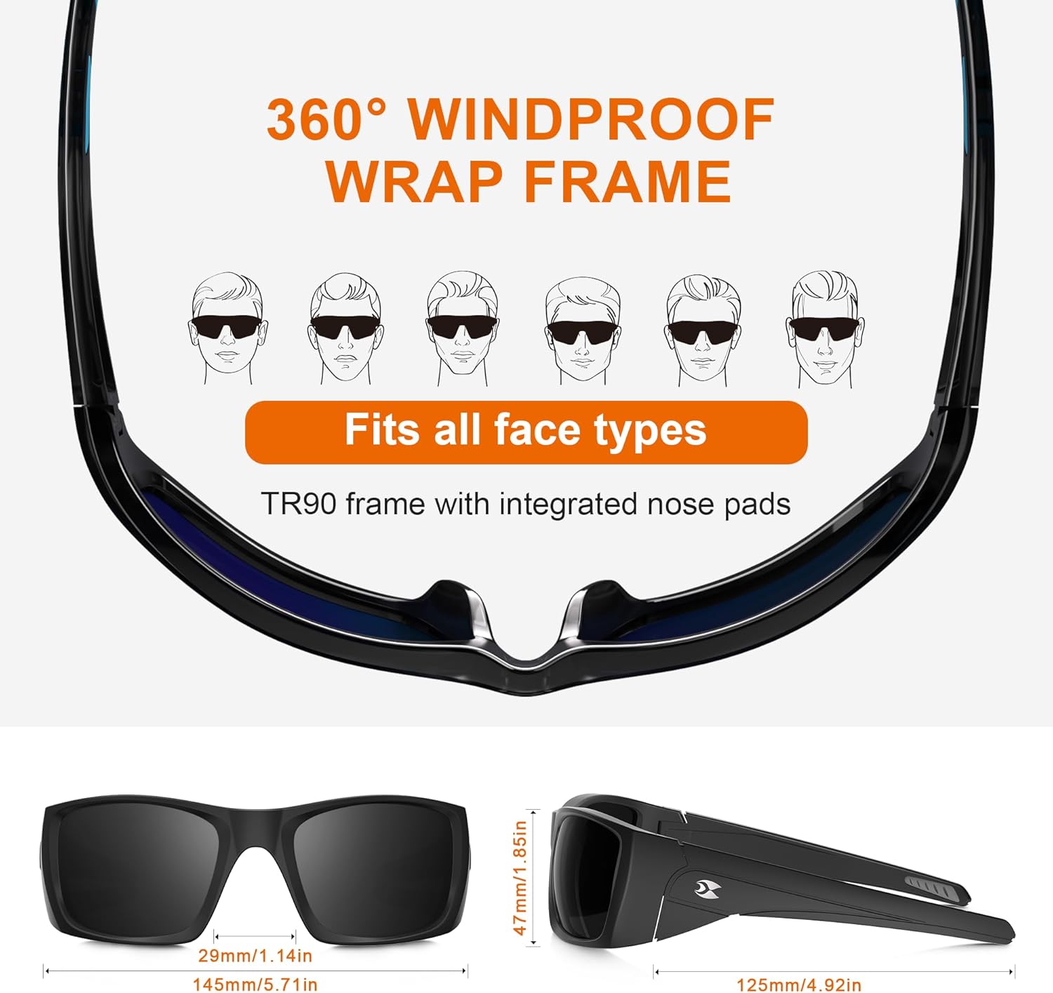 Suoso Polarized Sports Sunglasses - UV400 Protection for Men & Women | Wrap-Around Design for Fishing, Driving, Cycling