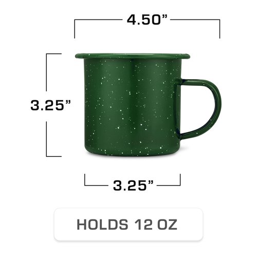 COLETTI Classic Camping Mugs — Enamel Coffee Mug, Camping Coffee Mugs — Premium Nostalgic Mug Set, German Imported Enamel Coating (Green)