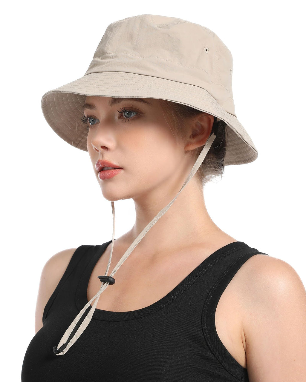 TILUYAMO Waterproof Bucket Hat Rain Hat for Women Men UV Protection Packable Sun Hat Fishing Hiking (Beige)