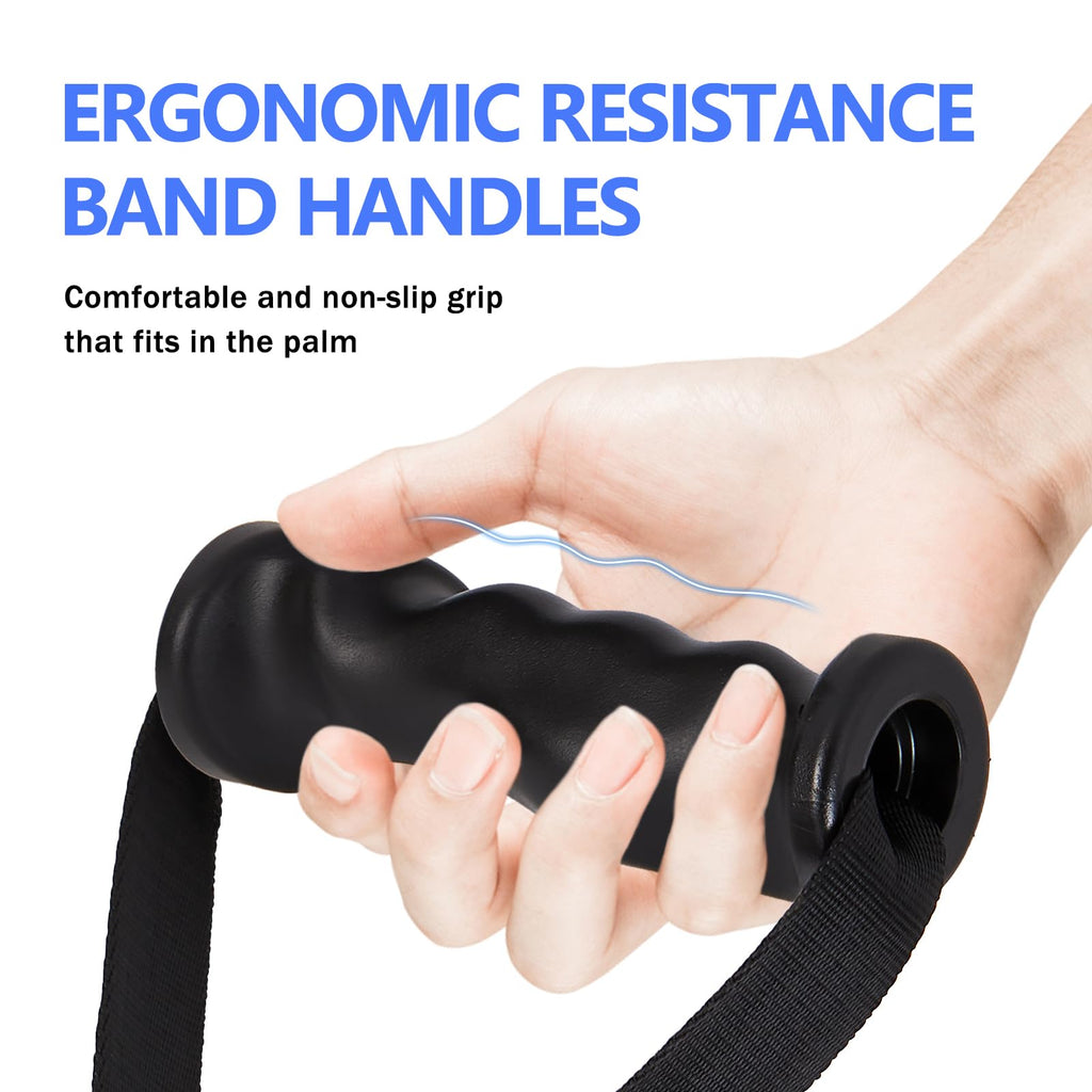 HXD-ERGO Ergonomic Exercise Handles for Cable Machine Attachments, Resistance Bands - Gym Handles for Yoga, Pilates, Strength Training Workout （Black