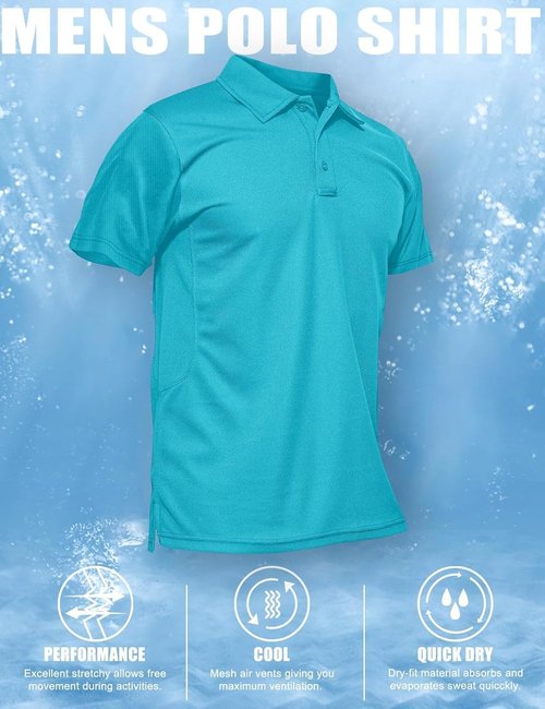 MAGCOMSEN Men's Quick-Dry Tactical Polo Shirt - Short Sleeve Pique Jersey for Golf & Outdoor Activities