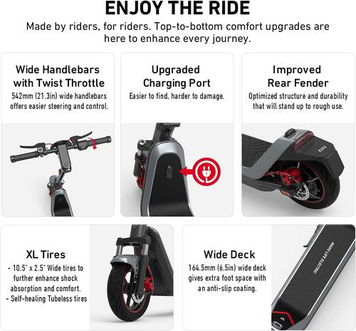 NIU Electric Scooter - Powerful E-Scooter with Suspension, 600-1000W, 18-37.3 Miles Range | Top Speed 17.4-23.6MPH