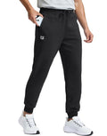G Gradual Men's Cotton Fleece Lined Joggers with Zipper Pockets Athletic Running Workout Gym Sweatpants Winter Warm Pants Black