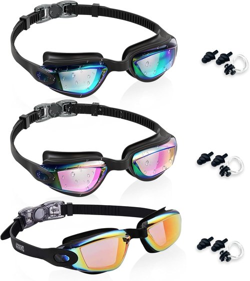 Aegend Swim Goggles - 3 Pack Comfortable Anti-Fog Goggles for Kids Ages 3-14 | Kid-Friendly Design