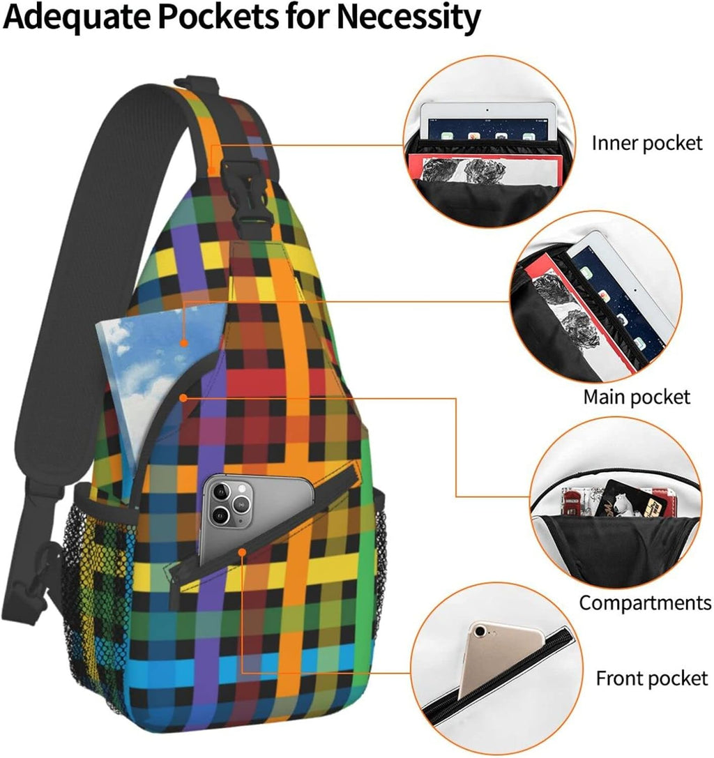 Skiennix Rainbow LGBT Gay Pride Sling Backpack - Versatile Crossbody Chest Bag for Travel & Hiking