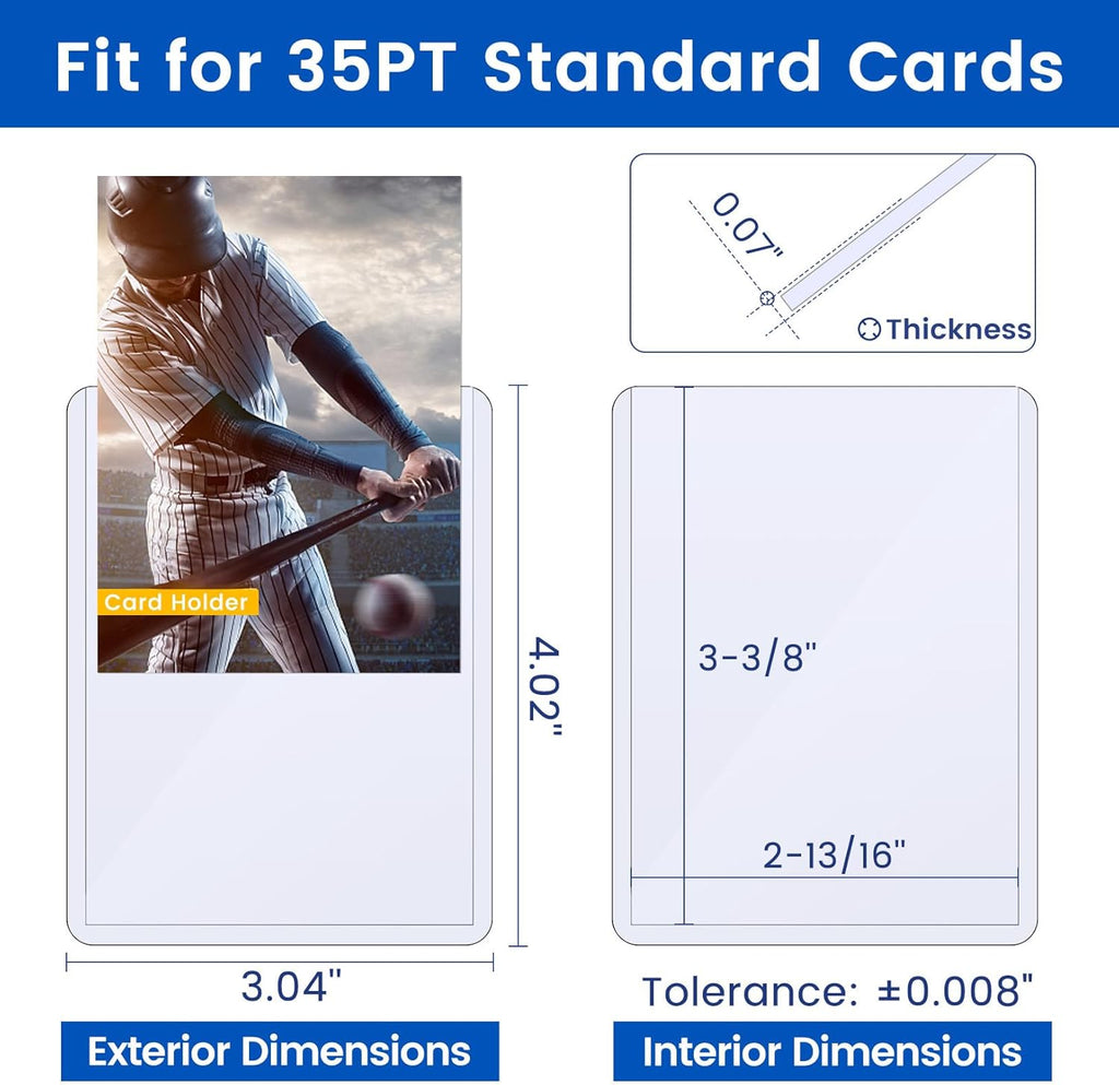 Sooez 35PT Card Sleeves - Rigid Hard Plastic Protectors for Baseball & Trading Cards | 3" x 4" Size