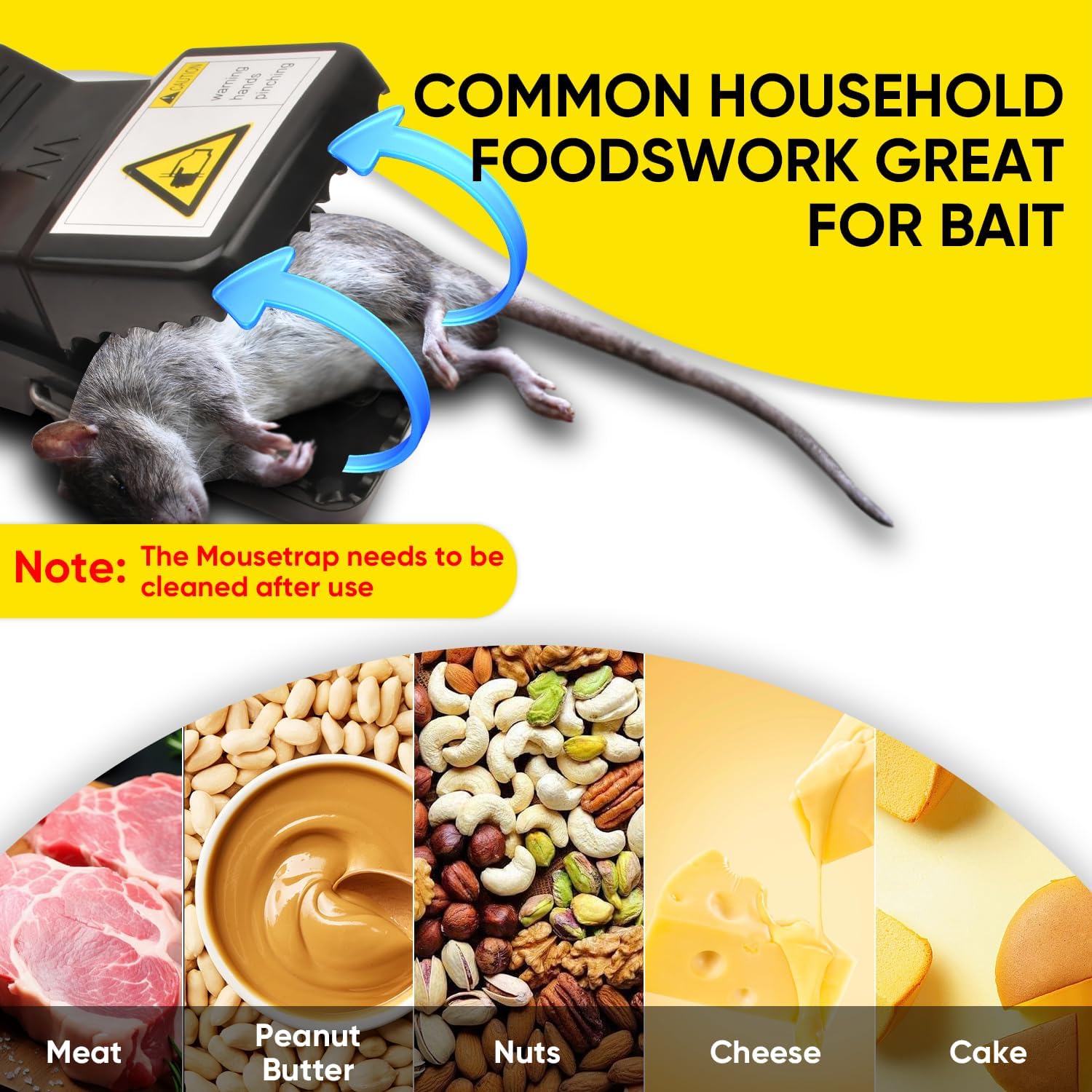 Rat Trap 6-Pack | Large Reusable Mouse Traps for Indoor & Outdoor Use - Fast & Hygienic