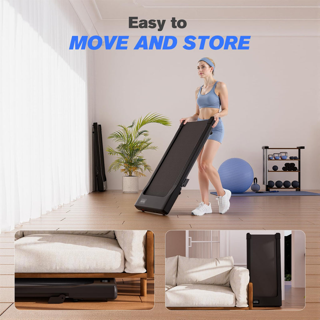 Lacuffy Walking Pad with 6% Incline, 300LBS Capacity Under Desk Treadmill for Home Office, Quiet Portable Mini Treadmill with App & Remote Control,No Assembly,Slim Design for Small Spaces(BA09&Black)