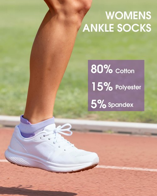 Ludaro 5 Pairs Womens Ankle Running Socks, Athletic Cushioned Low Cut Tab Cotton Casual Arch Support Crew Breathable Moisture Wicking Socks for Sport Workout
