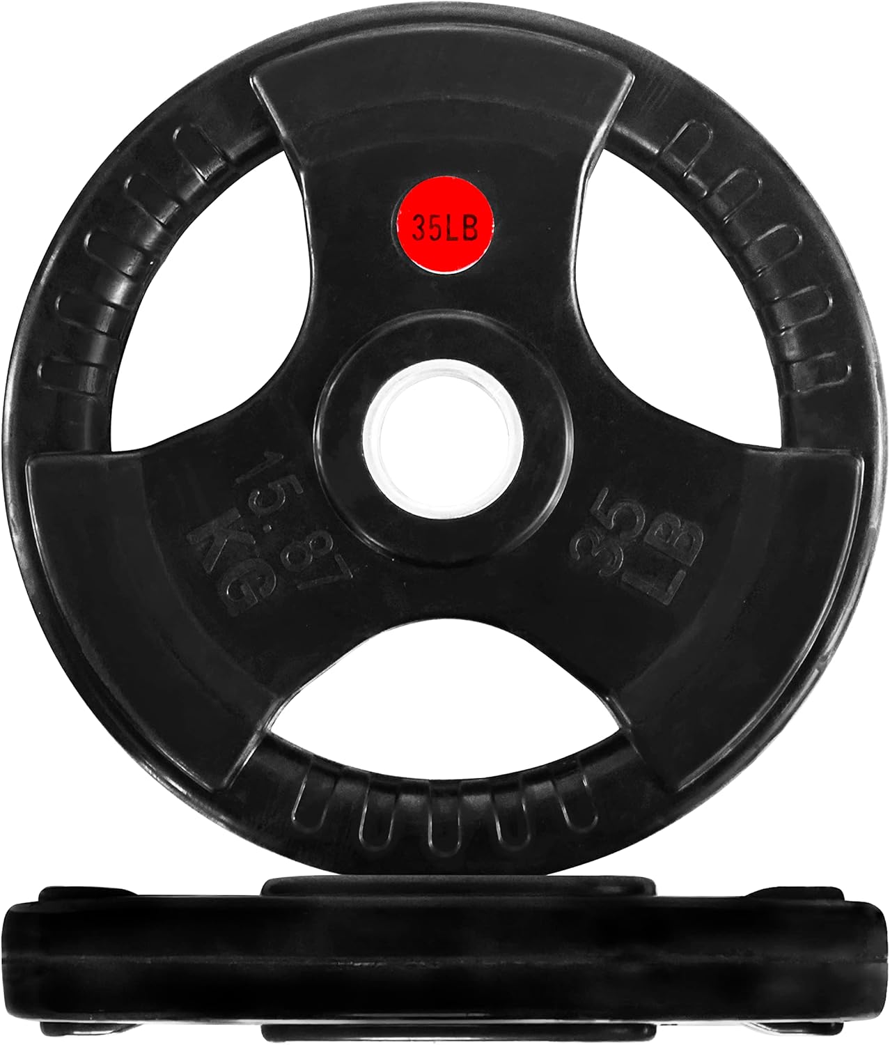 Signature Fitness Olympic 2-Inch Cast Iron Weight Plates - 35LB Pair for Strength Training
