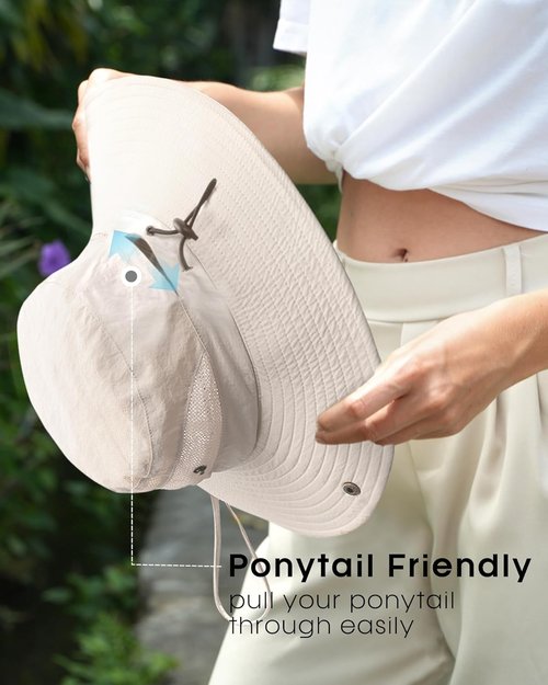 FURTALK Women's Sun Hat - Wide Brim with Ponytail Hole | UPF 80+ Outdoor Protection, Foldable Design