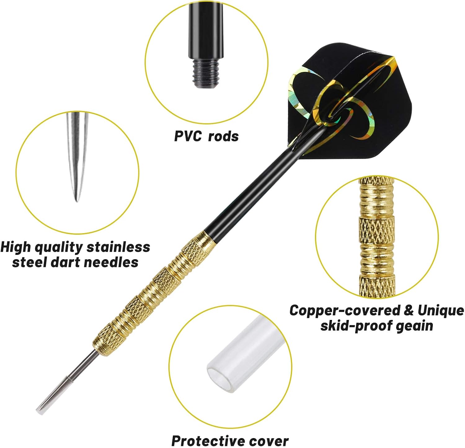 Accmor Steel Tip Darts Set - 18 Grams Professional Metal Darts for Dartboard | Precision Performance