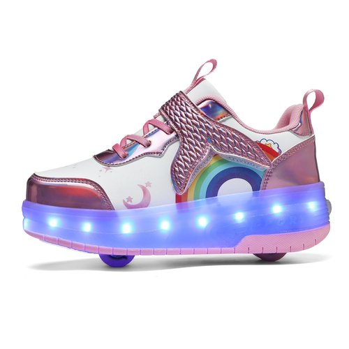 jiandian Roller Skate Shoes for Children/Kids – Detachable Wheels Sneakers for Boys & Girls | Fun, Safe & Stylish Roller Shoes Pink