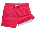 maamgic Boys Swim Trunks with Compression Liner Quick Dry Swim Shorts Anti-Chafe Boy Bathing Suit with Boxer Brief Toddler Swimsuit Raspberry Red 5/6