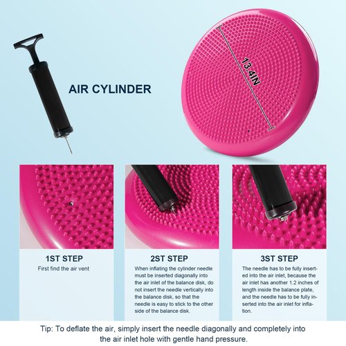 Wobble Cushion，Wiggle Seat，Balance Disc （Extra Thick 34cm/13.4in），for Balance Stability Training, Improve Sitting (Pink)