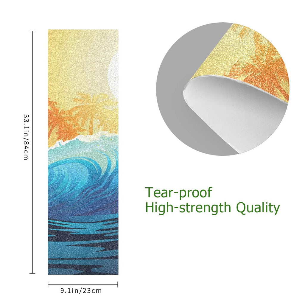 senya Skateboard Grip Tape Wave Sunrise Palm Trees Longboards Griptape Sandpaper for Rollerboard