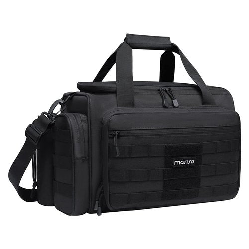 MOSISO Tactical Range Bag for Gun,Large Range Duffle for Pistols and Gear,Carrying Bag with Handle&Shoulder Strap for Handguns and Ammo, Soft Cases for Pistol for Shooting Range Outdoor Hunting, Black
