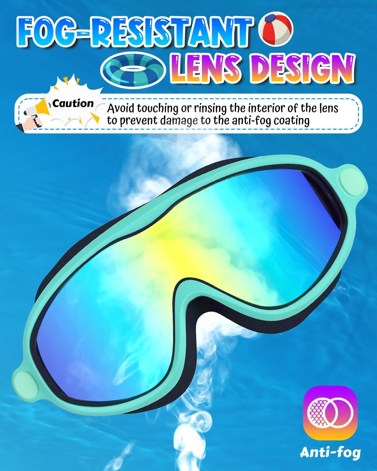 Rantizon Swim Goggles - Wide View Anti-Fog & UV Protection | No Leak Design for Adults & Kids