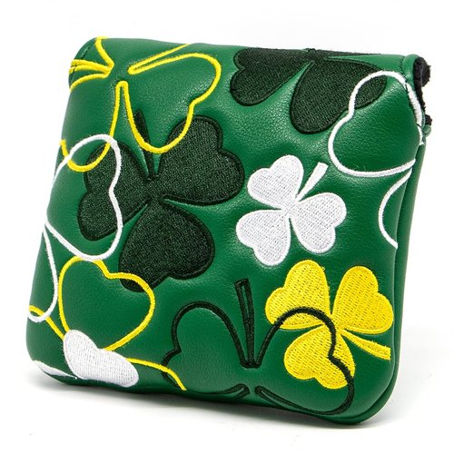 Lucky Clover Heel Shaft Golf Square Mallet Putter Cover Headcover Magnetic, Golf Club Protector for Taylormade Spider Mallet Putter