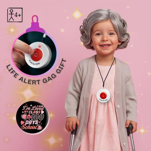 Light-Up Fake Life Alert Button Prop - Fun Emergency Call Button for 100th Day of School Costume