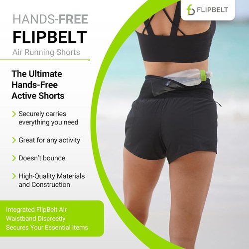 FlipBelt High Waisted Running Shorts - Quick-Dry Activewear with Pockets & Built-In Belt | Perfect for Workouts