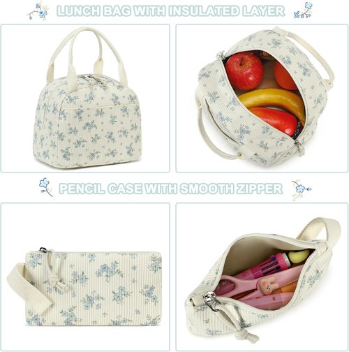 BTOOP School Backpacks for Teen Girls - Lightweight Bookbag Set with Lunch Box & Pencil Case
