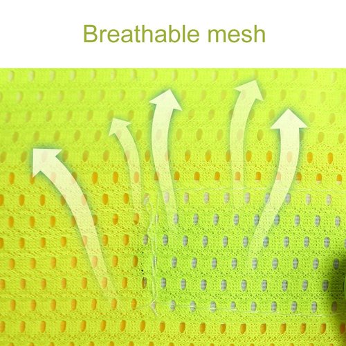 Keenso Reflective Running Vest, Multi-function Running Safety Vest Sports Reflective Mesh Vest with Pocket for Cycling, Night Running, Marathon(Yellow)