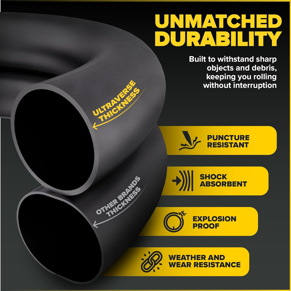 Ultraverse Bike Inner Tubes - Durable Butyl Rubber 26 x 1.75, 1.95, 2.10, 2.125 - Schrader Valve - Set of 2