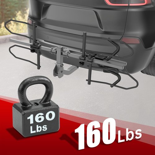**160Lbs Heavy Duty Bike Rack Hitch by [Brand Name] - Foldable E-Bike Carrier for SUVs | Anti-Rattle Lock, Fits 2'' Receiver**