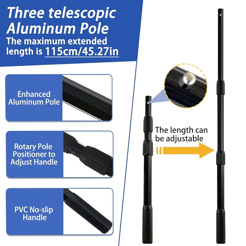 Telescoping Aluminum Fishing Net with Rubber Mesh, 3-Section Pole 64.5" - SEASPRO
