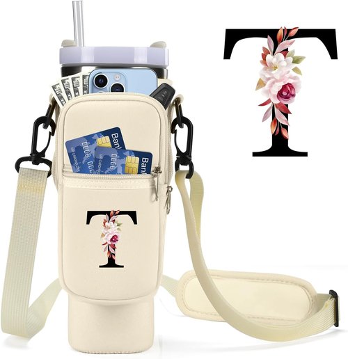 GOEWY Water Bottle Carrier Bag - Adjustable Neoprene Pouch for Stanley 40 oz Tumbler | Phone Pocket Included