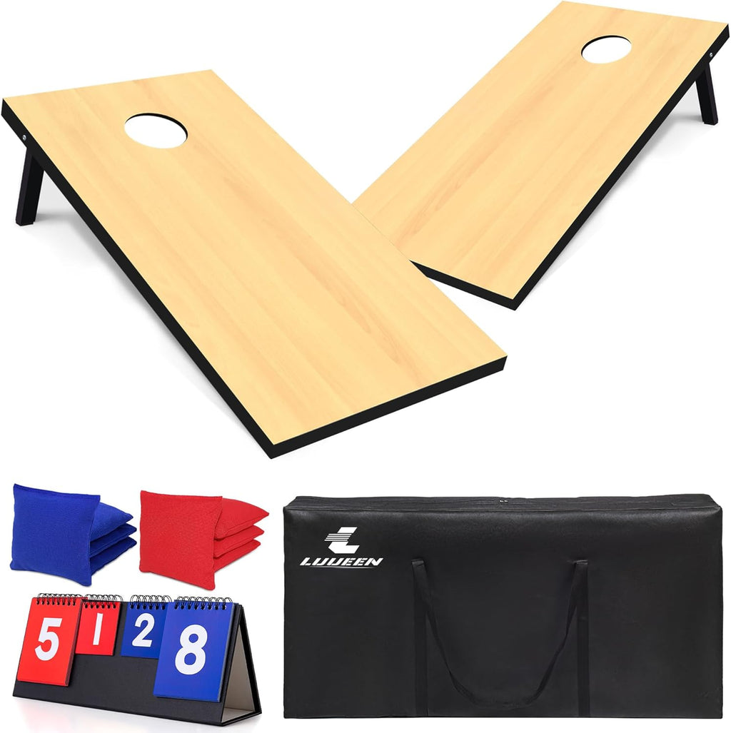 Skiennix Premium Cornhole Boards Set - Regulation 4x2 Ft with 8 All-Weather Bean Bags & Carrying Case