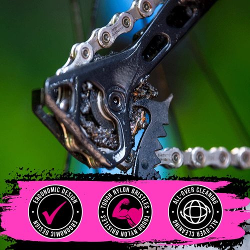 Muc-Off Bike Wash Drivetrain Essentials Kit with 5 Piece Premium Brush Set - Clean, Protect & Lube Your Bicycle